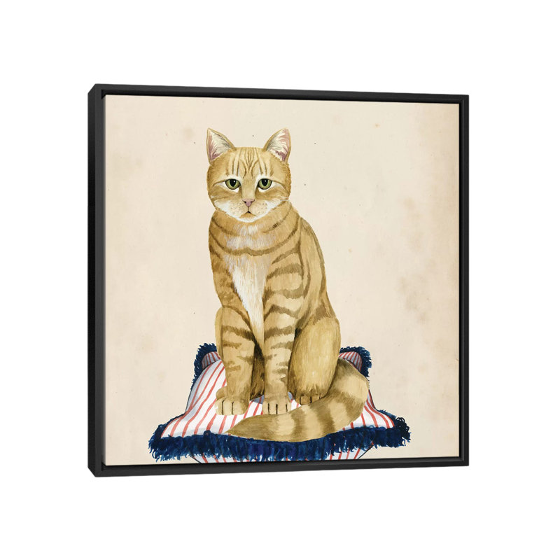 «Lady Cat IV» par Grace Popp - impression sur toile, H 18 po x l 18 po x P 1,5 po, Toile avec cadre noir, Pas de tapis