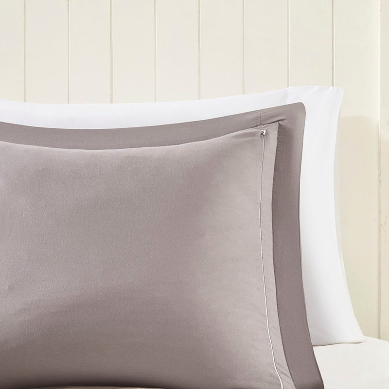 Édredon très grand 3 m, 2 taies décoratives, gris, rembourrage gris antitaches, King Comforter + 2 Shams, Grey