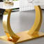 Ensemble de table de salle à manger et de chaises en verre pressé à motif de marbre avec décoration dorée: table de salle à manger pliable de 63 pouces et 4 fauteuils en forme de U (noir) - style moderne et minimaliste-1277722216-1277722217