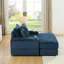Confortable 1 velours côtelé bleu avec 2 coussins décoratifs et un canapé de siège profond pour le salon, tissu de luxe, structure à haute éponge et ressorts, soutien ergonomique réfléchi, coussin lombaire,