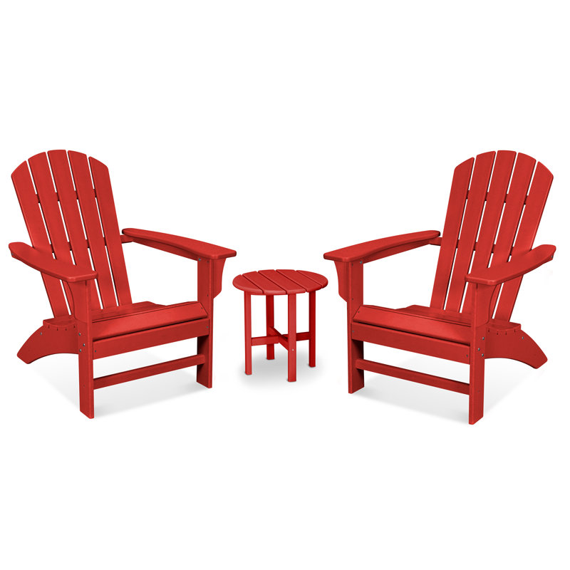 TREX Outdoors Yacht Club 3-Piece Adirondack Set, Sunset Red