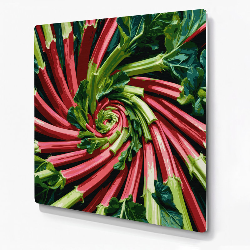 Légumes, art mural brun en métal à la rhubarbe, H 8 po x l 8 po