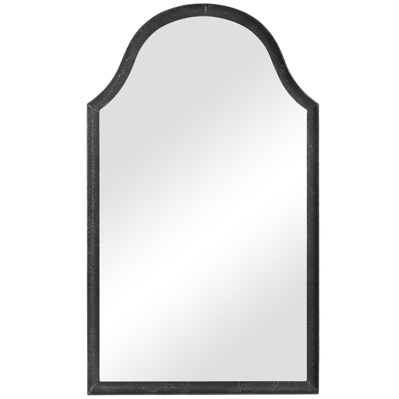 Curved Top Black and Silver Rectangular Wall Mirror