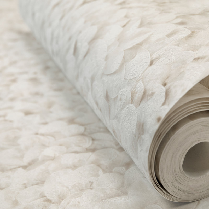 Salt 3D Embossed Lustre Arco Flower Leaf Wallpaper Roll, White