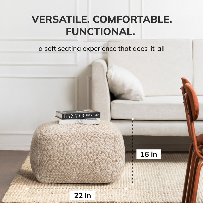 Pouf capitonné ottoman Adelene Brown, Brun