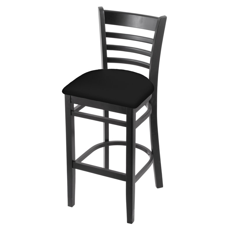 30" Bar Stool, Black Vinyl, Black