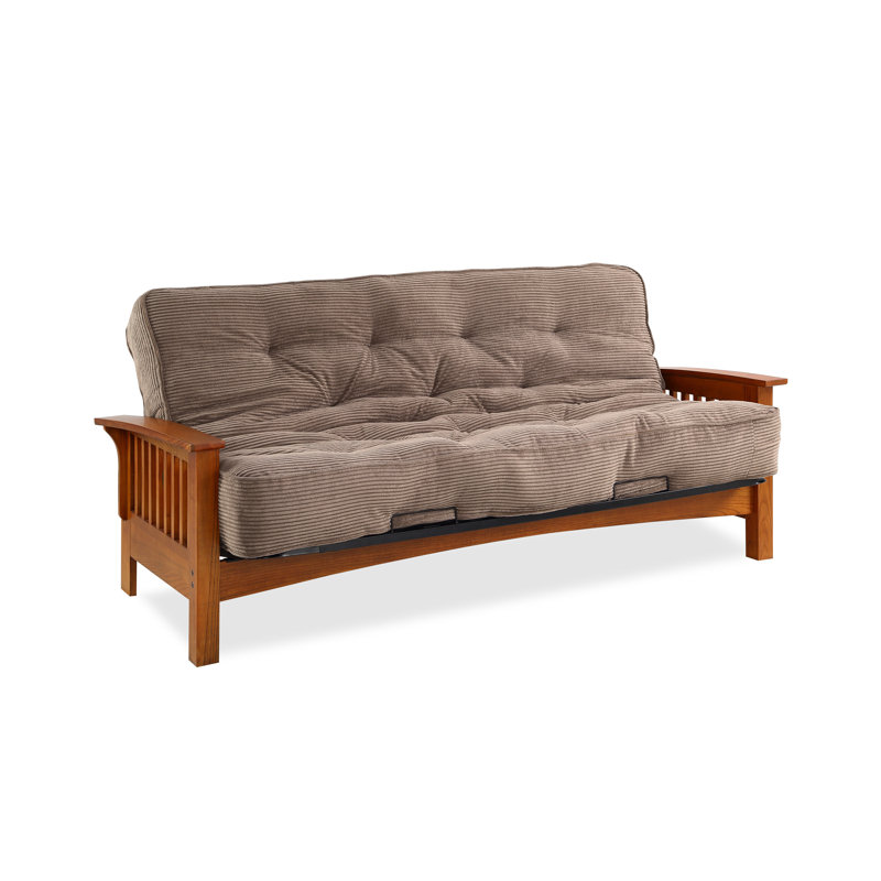 Futon et matelas Mccaleb, Velours côtelé couleur chocolat