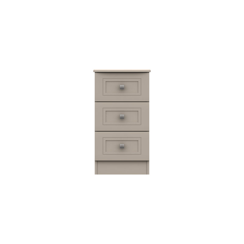 Wisbech 3 Drawer Bedside Table, Grey