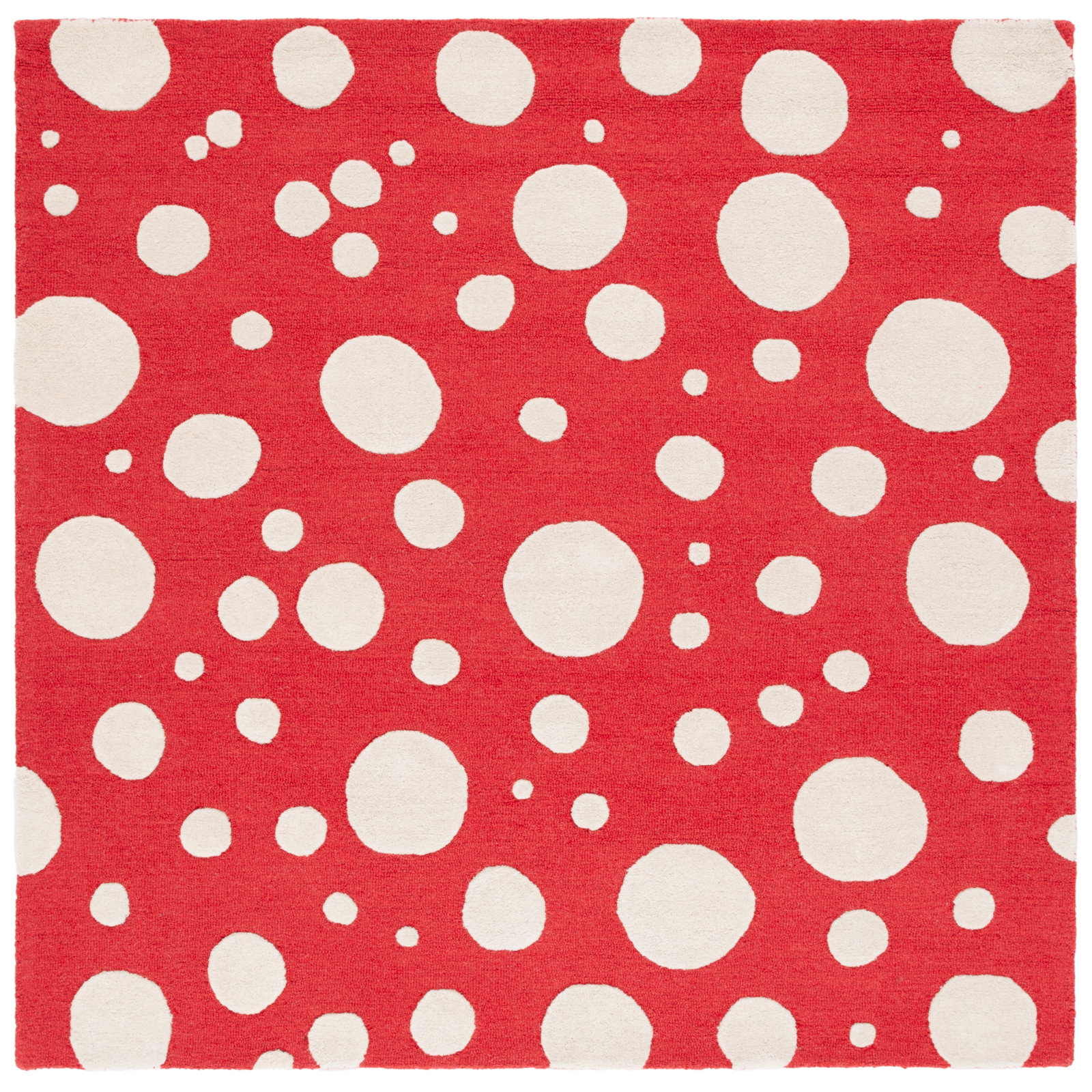 Camey Red Ivory Hand-Woven Rug, Square 6'