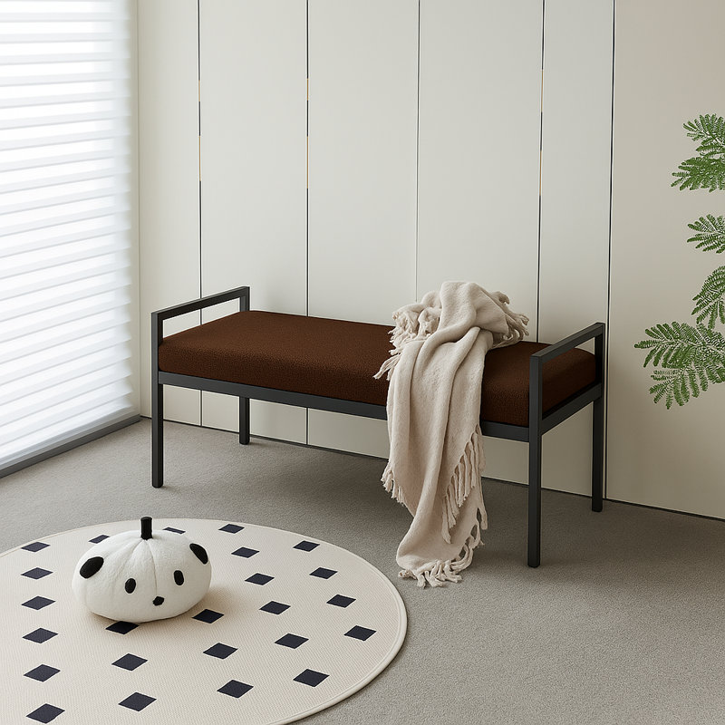 Loxe Teddy Upholstered Bench, Dark Brown