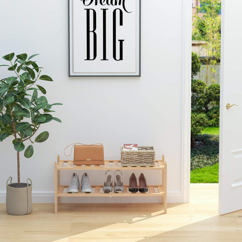 8 Pair Shoe Storage, Natural Wood