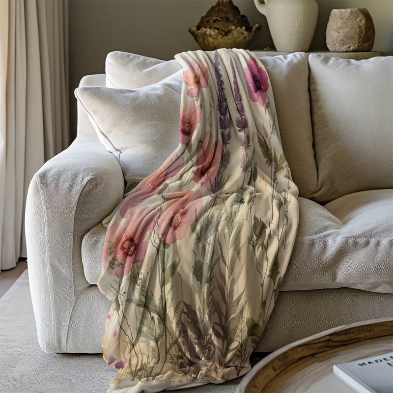Classic Evergreen Bouquets - couverture sherpa de qualité supérieure 1 pièce - reproduction d'art luxueuse, Lit simple