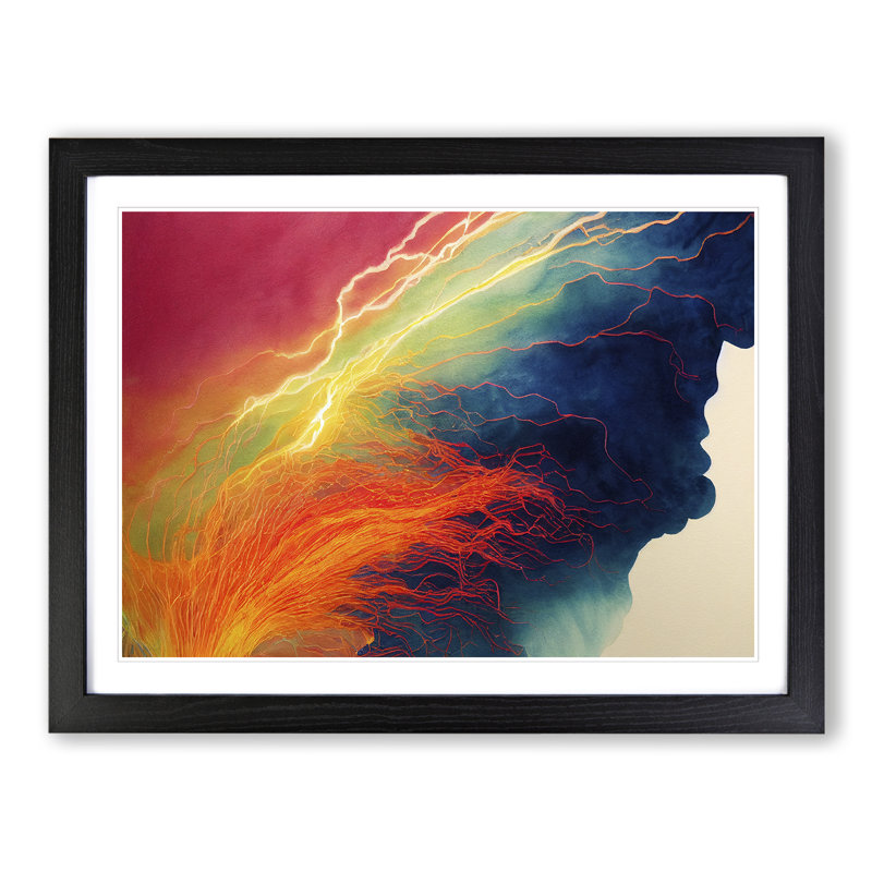 Watercolour Electricity - Single Picture Frame Print, Black Framed, 46cm H x 64cm W x 2cm D
