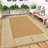 Waterproof Reversible Outdoor Area Rug 10x14ft - Brown Coffee Plastic Straw Mat - UV Resistant, Easy Clean - Modern Striped Design - For Patio, Camping, RV, Garden, Deck-590717920-590717946