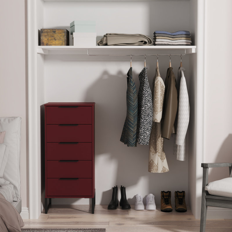 Peacham 45cm W Manufactured Wood Bedside Table, Red