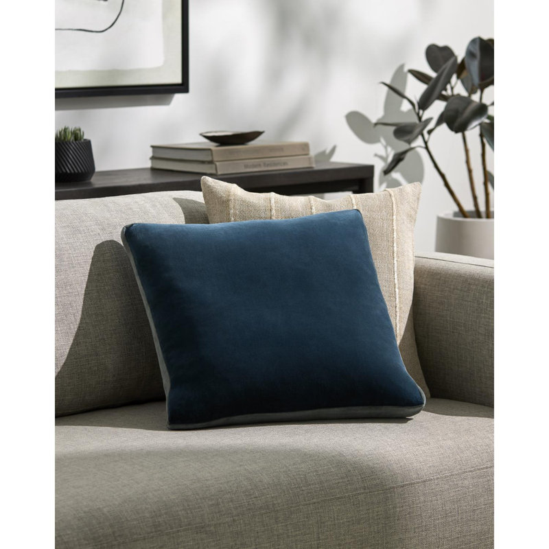  Nicholas Cotton Throw Pillow, Blue/Gray, Polyester/Polyfill, 22" x 22"