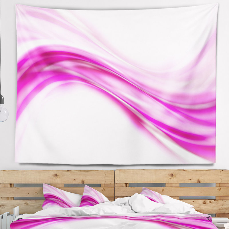 Tapisserie rose à vagues abstraites, H 32 po x l 39 po