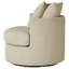 Fauteuil pivotant capitonné de couleur camel, offrant un mouvement fluide et un confort optimal dans les aires de vie principales. Fauteuil d'appoint couleur chameau, avec ressorts ensachés et accoudoirs hauts pour les espaces restreints.