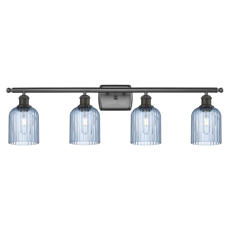 Éclairage pour meuble-lavabo à 4 lumières à intensité variable Fiennes Veil, Bronze huilé, Bleu