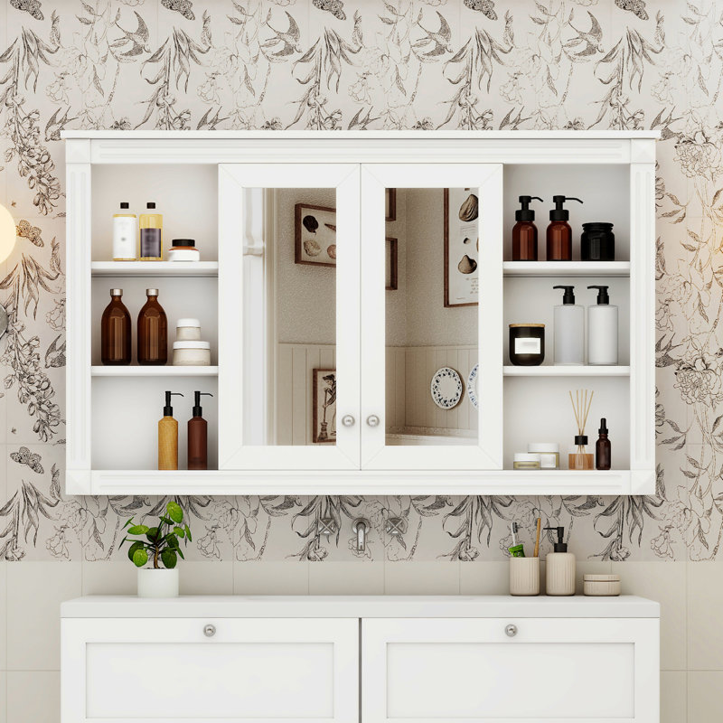 Armoire de toilette avec miroir 47 po, Blanc