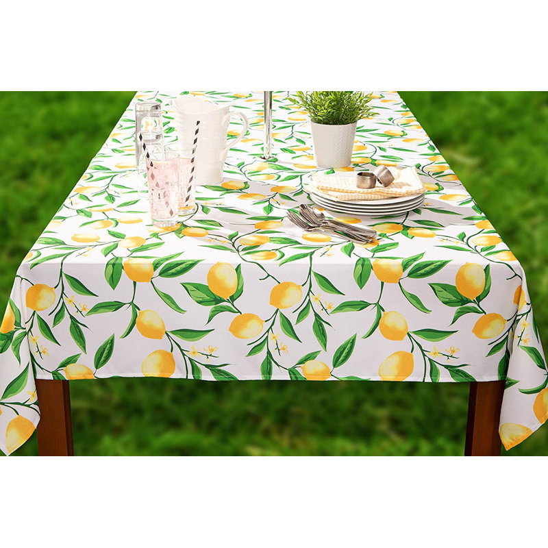 Naama Lemon Bliss Printed Outdoor Tablecloth, 120" L x 60" W