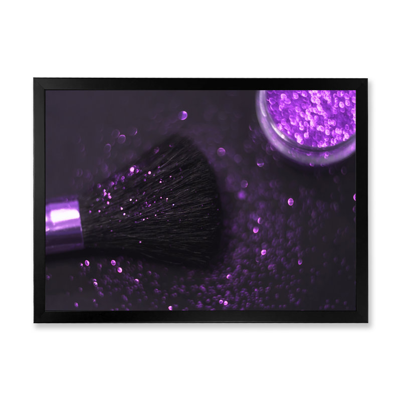 «Purple Glitter Sparkle», reproduction d'art sur toile Glam, H 30 po x l 40 po x P 1,5 po, Cadre noir