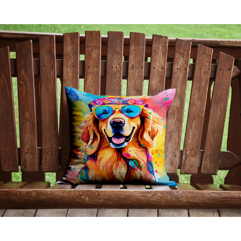 Coussin Golden Retriever, H 14 po x l 14 po, Carré