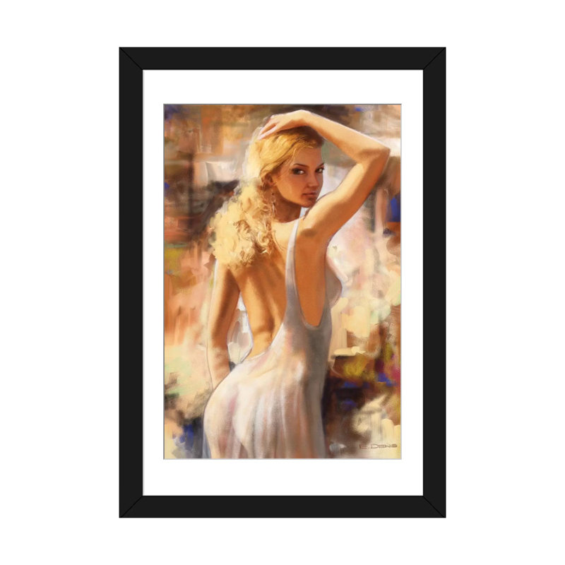 «Seduction I», reproduction sur toile, H 32 po x l 24 po x P 1 po, Papier beaux-arts encadré noir, Blanc