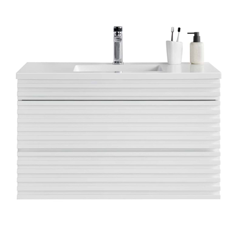 Gibson 48" Wall Mounted Single Bathroom Vanity with Top, 36", White