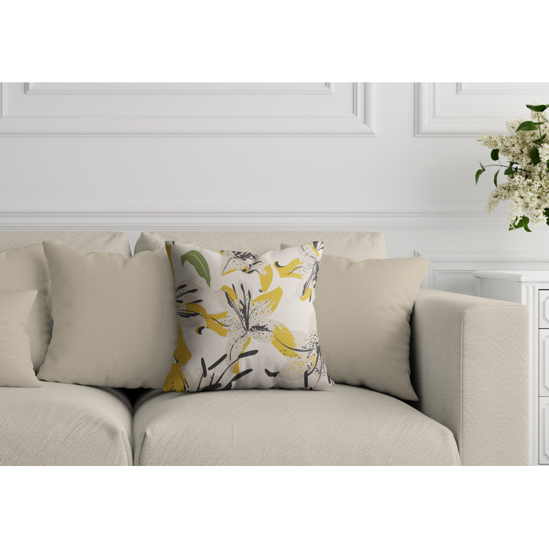 Housse et insert de coussin rectangulaire extérieur Cybil, L 15 po x H 15 po, Jaune