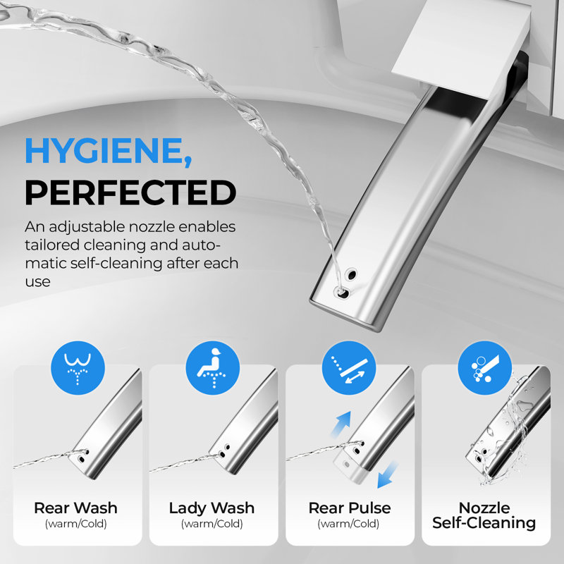 BCANHOME Smart Toilet With Built-in Tank Bidet, Auto Open Lid, Low Water Pressure Required, 1.24 Gallons Auto Flush, UV Sterilization, Heat Seat, Warm Wash/Dryer, Soft Closing, Deodorization, Remote Control