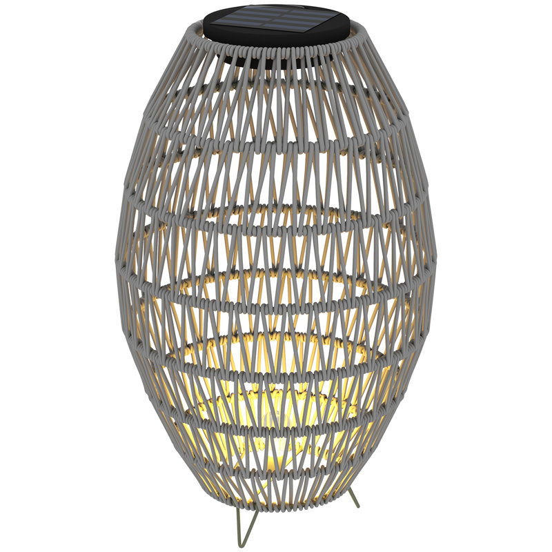 51Cm H Solar Powered Outdoor Lantern, Grey