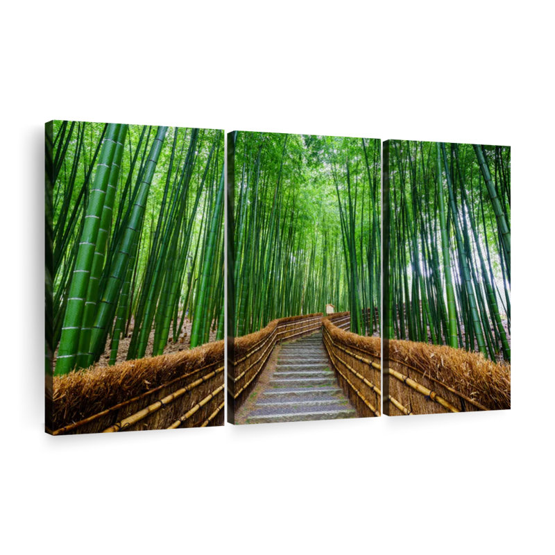 «Arashiyama Bamboo Wall Art», reproduction d'art sur toile, H 24 po x l 38 po x P 1,25 po