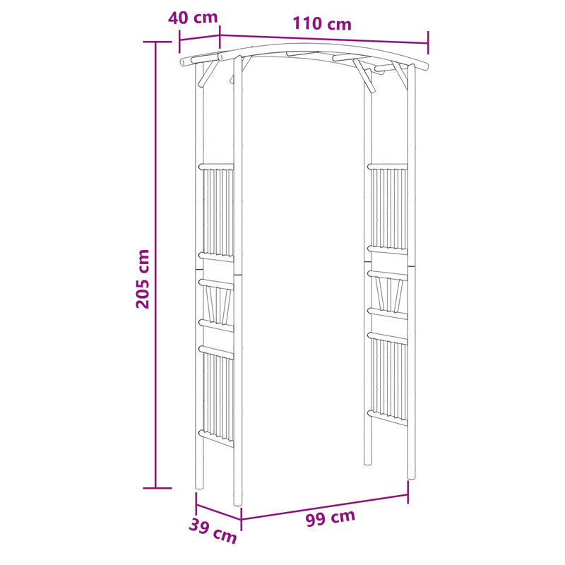 vidaXL Garden Arch Natural 110 x 40 x 205 cm Bamboo