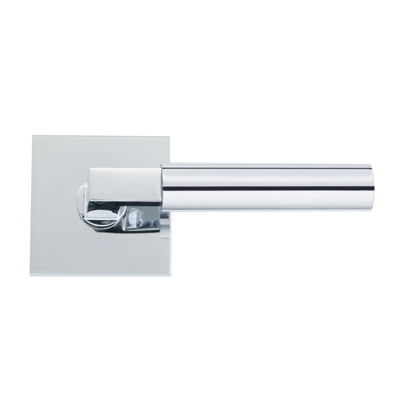 Levier de passage Bravura 845-7 avec rosette carrée contemporaine en chrome poli