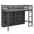 Twin Size Loft Bed with 8 Open Storage Shelves, Built-in Ladder, and Comprehensive Guardrails, Antique Grey