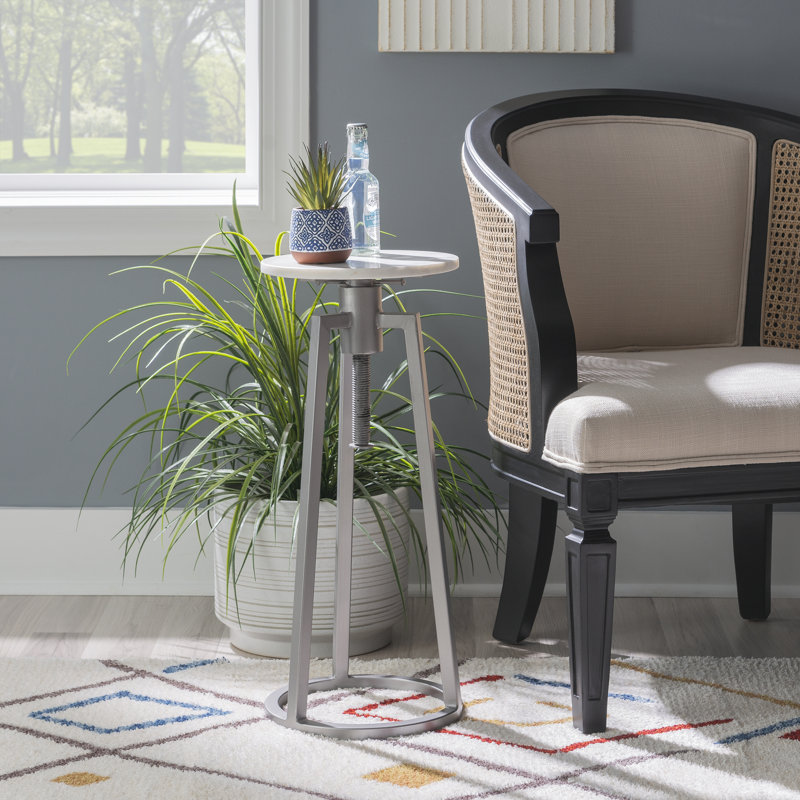 Angret Marble Top End Table, Silver