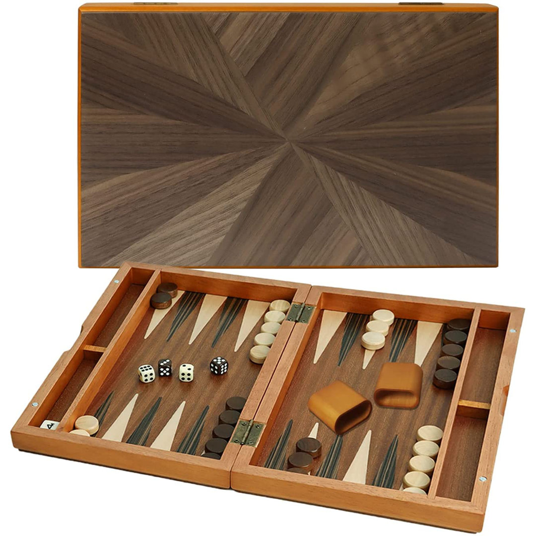 GSE Premium Wooden Inlay Backgammon Board Game Set. Foldable Backgammon with Game Pieces GSE Games & Sports Expert 