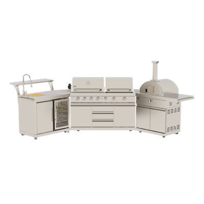 Cuisine d'extérieur en acier inoxydable modulaire en U à 8 brûleurs BroilChef®Yosemite