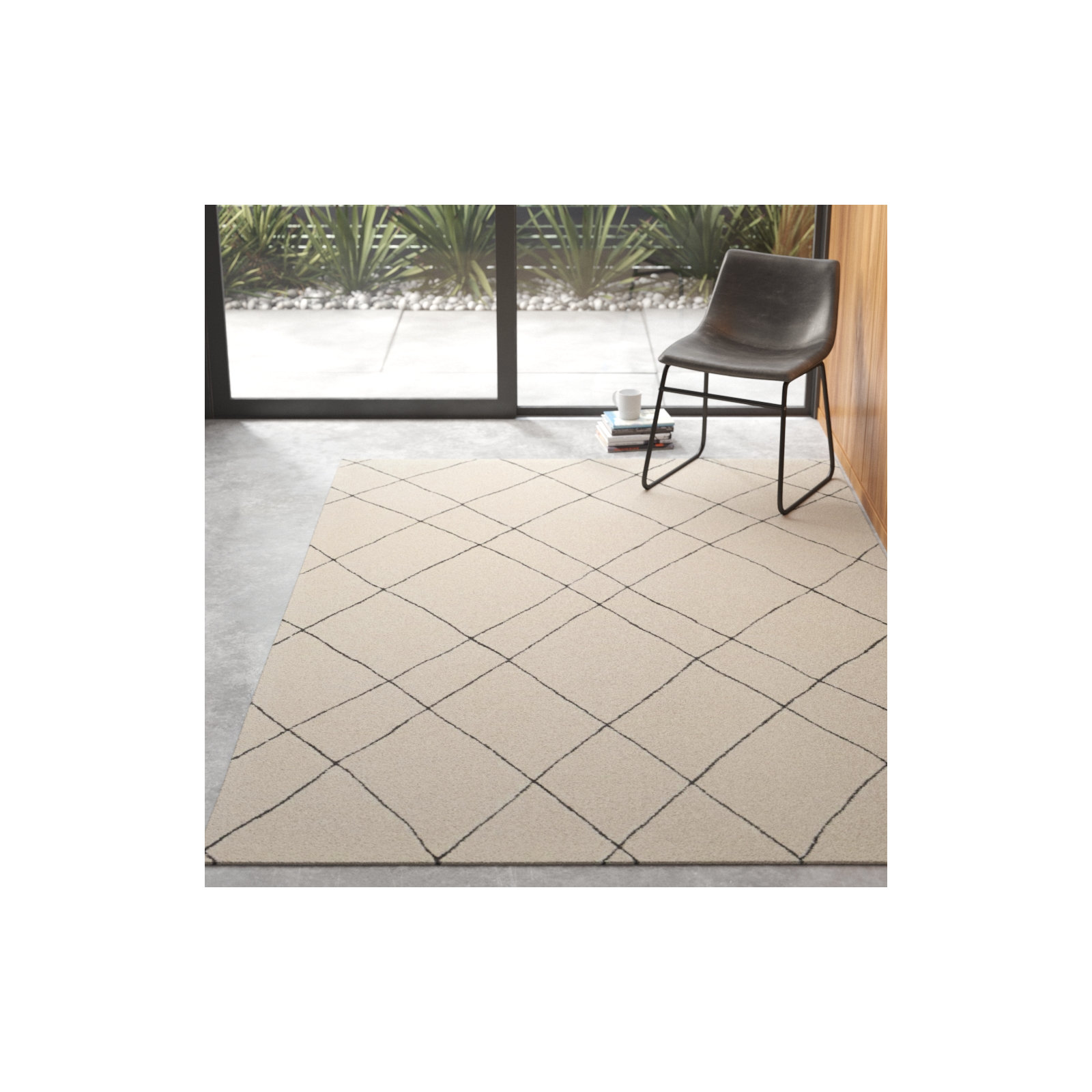Seaton Handmade Wool Black/Cream Rug, Rectangle 8' x 10'
