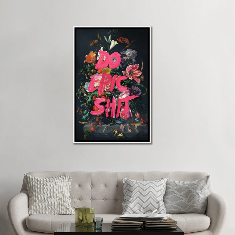 «Do Epic Shit» par Jonas Loose, reproduction sur toile, H 26 po x l 18 po, Impression encadrée sans passe-partout, Blanc