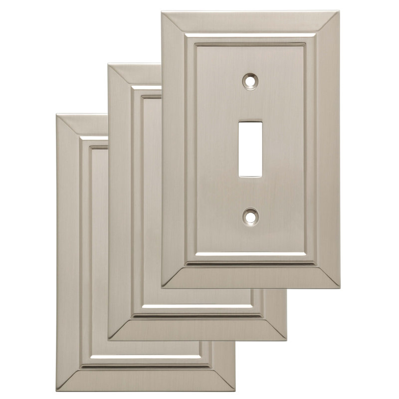 Classic Architecture 1-Gang Toggle Light Switch Wall Plate, Brushed Nickel