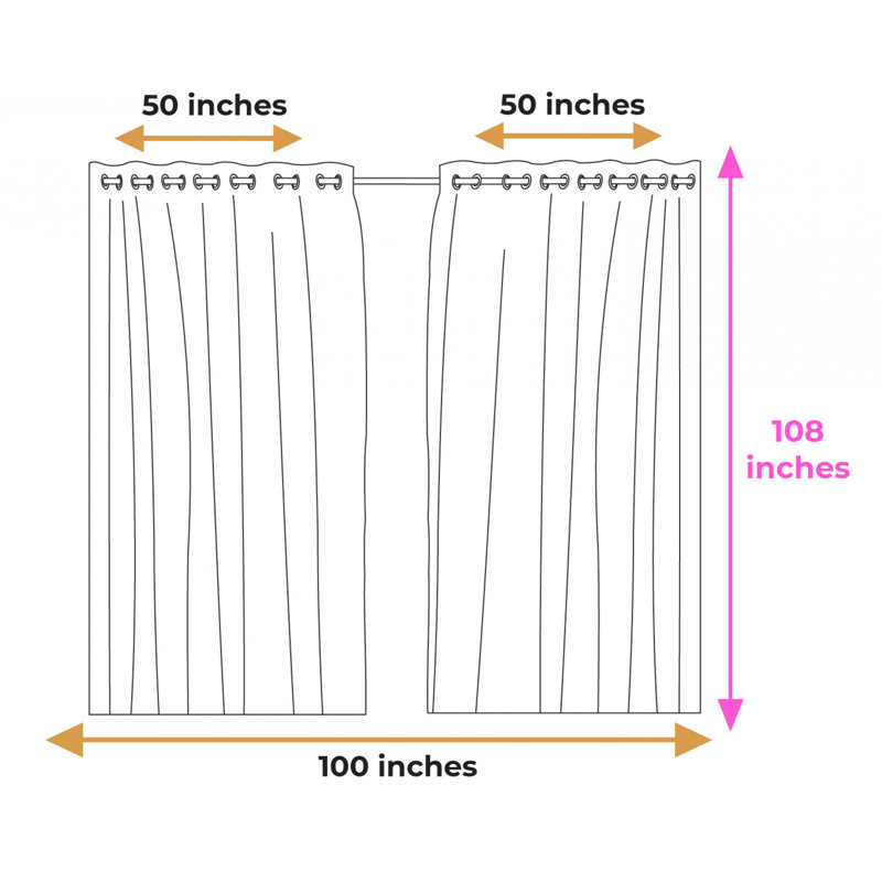 Sateen Blackout Curtains / Drapes Pair, 50" W x 108" L
