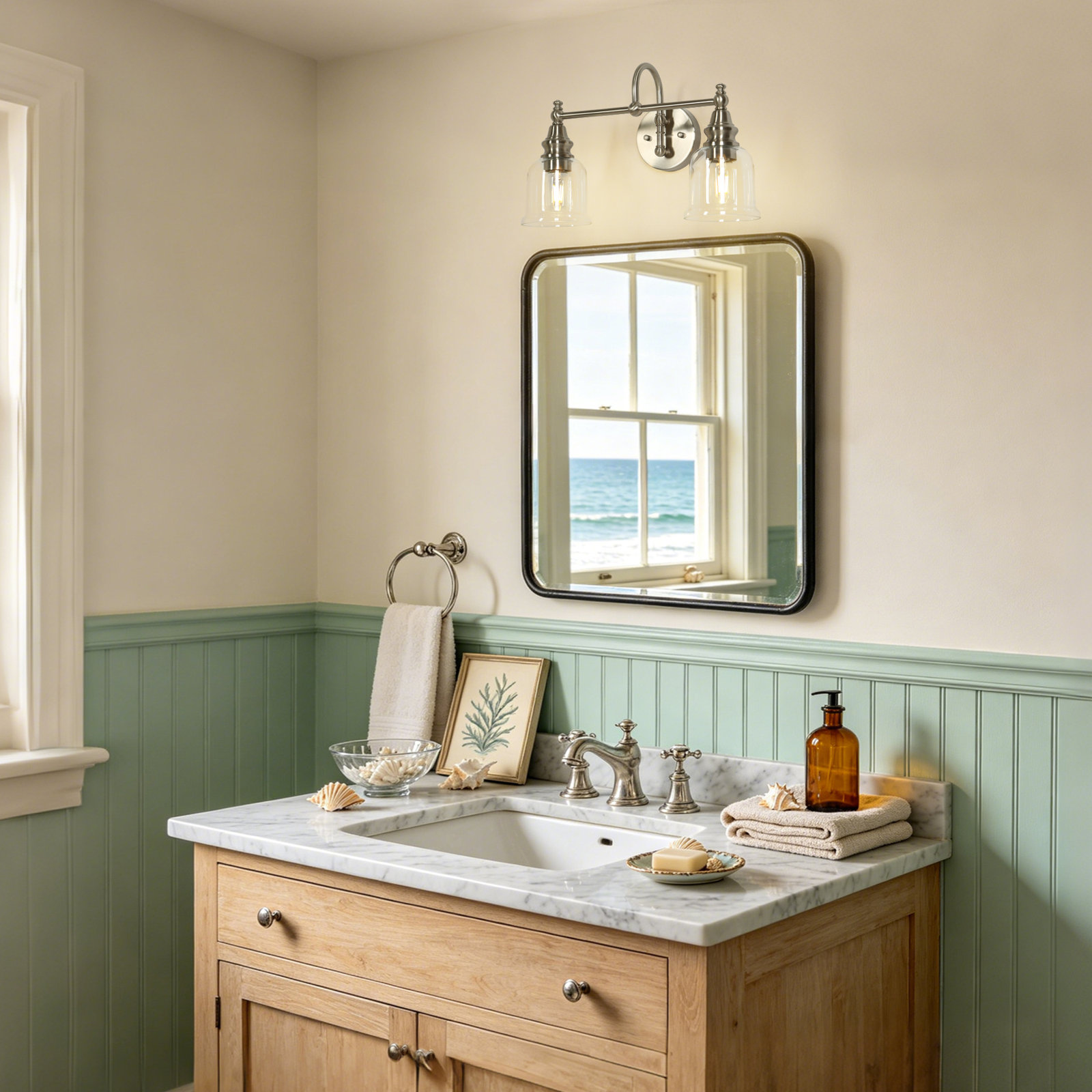2-Light Dimmable Vanity Light, Silver