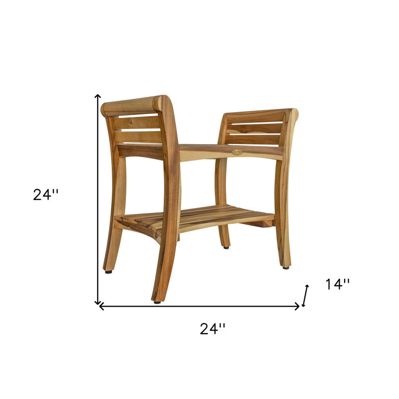 15'' W Teak Shower Bench, Natural