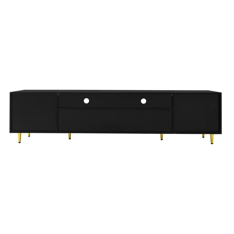 70.9'' Modern TV Stand For Tvs Up To 80 Inches Entertainment Center With 2 Shelves And LED Lights TV Storage Cabinet With 2 Drawers 2 Cabinets And Metal Legs