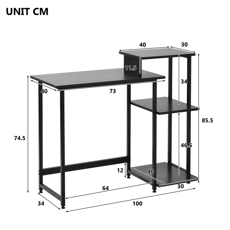 Anakie Rectangular 100cm L Training Table, Black