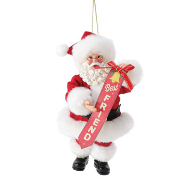 Ornement de bannière possible de rêve de père Noël tenant le meilleur ami 6 pouces