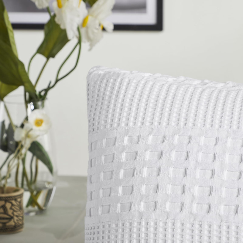 Housse de coussin blanc Waffle Weave, Simple, Rectangle H 20 po x l 54 po, Blanc