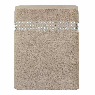 Sparkles Home Stripe Rhinestones Bath Towel | 100% Turkish Cotton Terry Cloth | Machine Washable